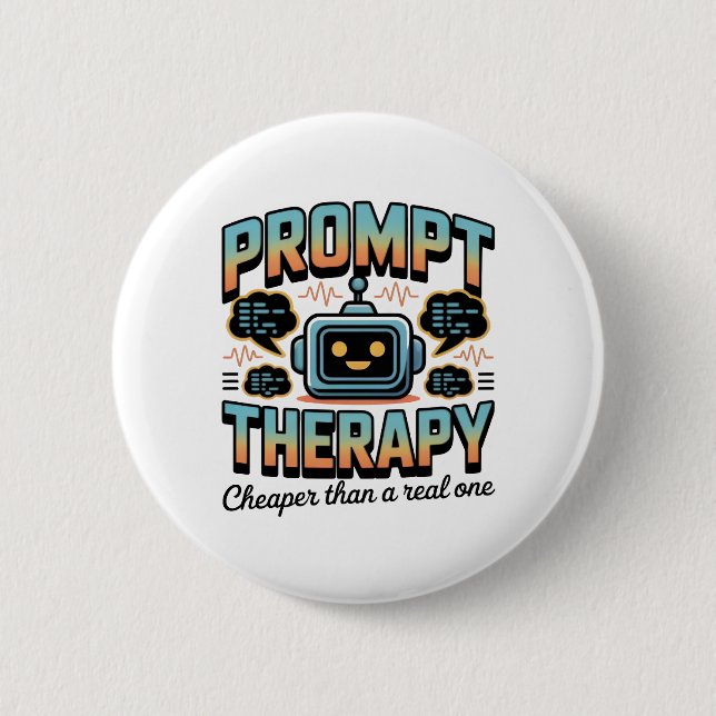 AI Therapy Graphic – Prompt Engineering Design 6 Cm Round Badge (Front)