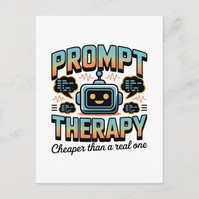 AI Therapy Graphic – Prompt Engineering Design Postcard (Front)