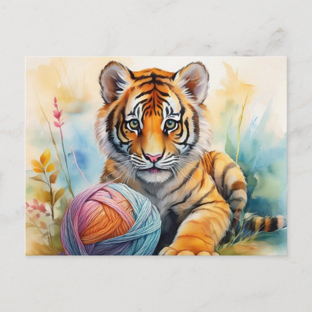 AI Tiger ball Postcard (Front)