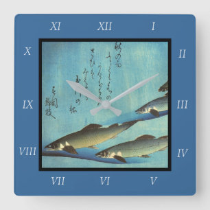 Ai (Trout) - Hiroshige's Colour Japanese Fish Prin Square Wall Clock