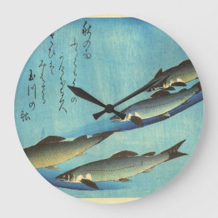 Ai (Trout) - Hiroshige's Japanese Fish Print Large Clock