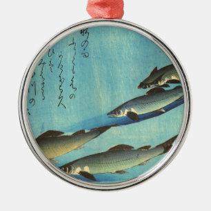 Ai (Trout) - Hiroshige's Japanese Fish Print Metal Tree Decoration