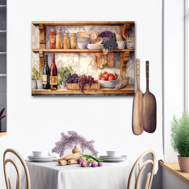 AI Vintage Country Kitchen Shelves Wine  Grapes Poster (Creator Uploaded)