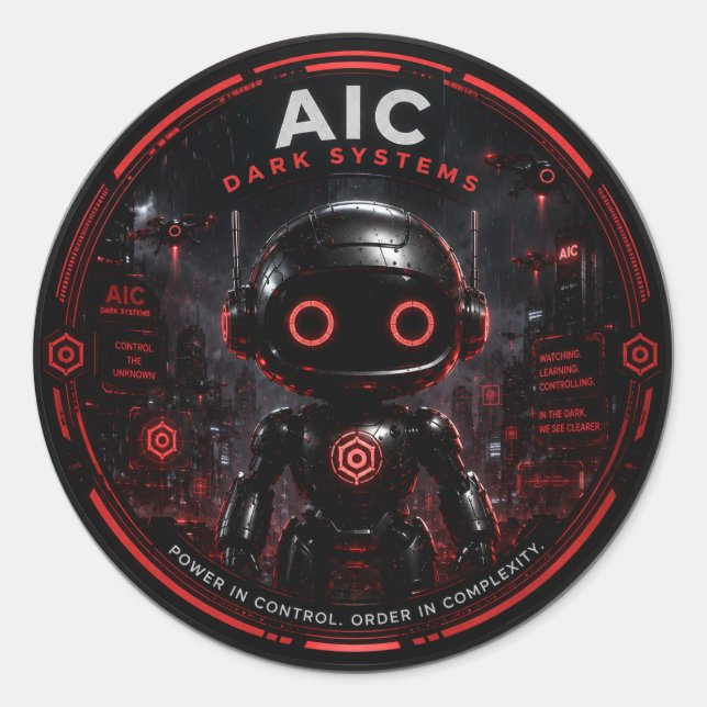 AIC Dark Systems Cyberpunk AI Robot Sticker  (Front)
