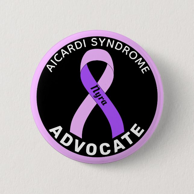 Aicardi Syndrome Advocate Ribbon Black Button (Front)