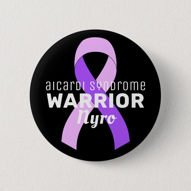 Aicardi Syndrome Warrior Ribbon Black Button (Front)