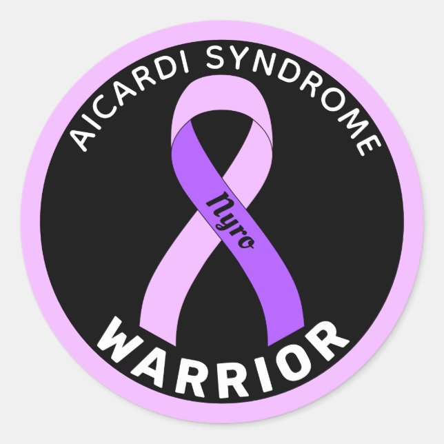 Aicardi Syndrome Warrior Ribbon Black Classic Round Sticker (Front)