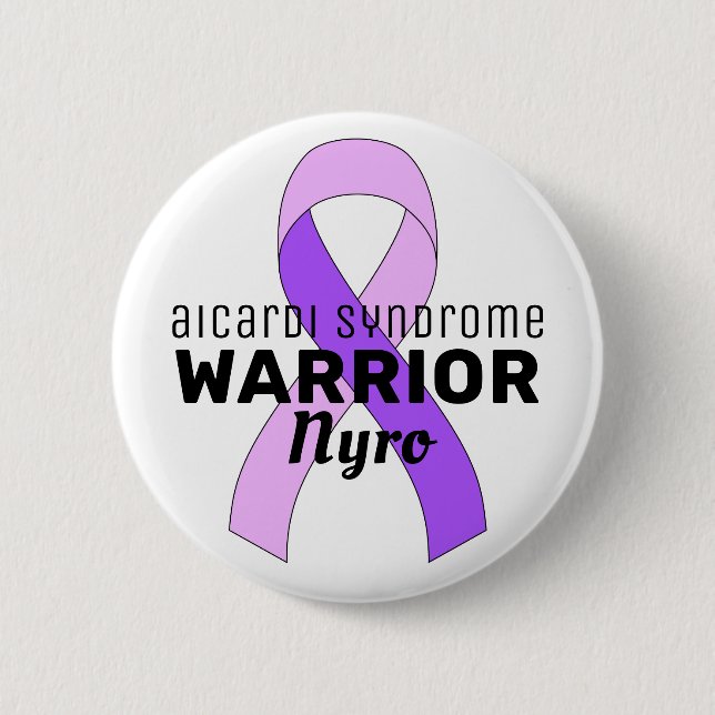 Aicardi Syndrome Warrior Ribbon White Button (Front)