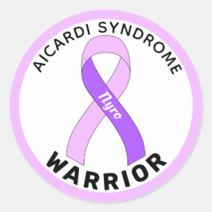 Aicardi Syndrome Warrior Ribbon White Classic Round Sticker