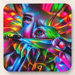 Aichmophobia: Vivid Surreal Art Coaster