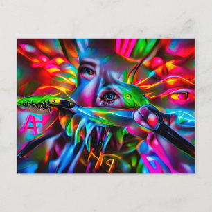 Aichmophobia: Vivid Surreal Art Postcard