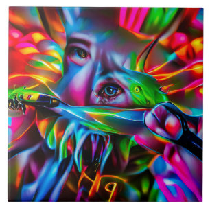 Aichmophobia: Vivid Surreal Art Tile