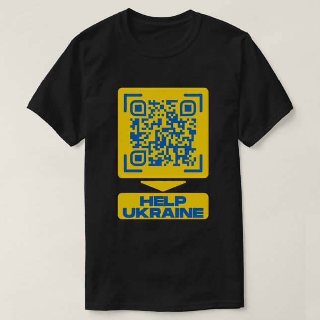 Aid to Ukraine QR Code T-Shirt (Design Front)