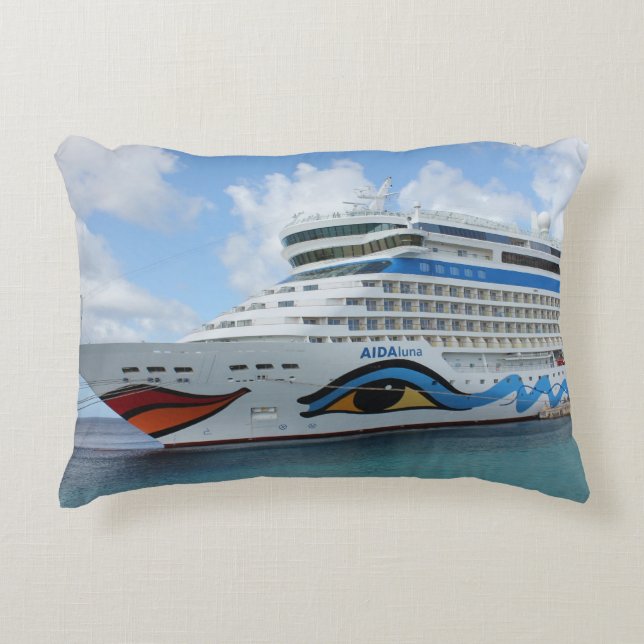 AIDAluna cruise ship anchered off Grenada island Decorative Cushion (Front)