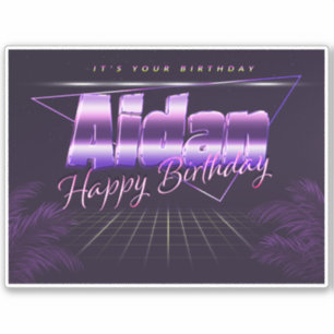 Aidan Name First name lila retro Sticker Birthday