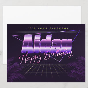 Aidan Name First Name pura retro card Birthday