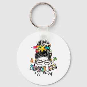 Aide Off Duty Messy Bun Last Day Of School Key Ring