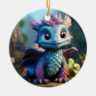 Aiden, a Whimsical Dragon  Ceramic Tree Decoration