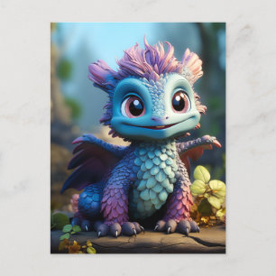 Aiden, a Whimsical Dragon Holiday Postcard