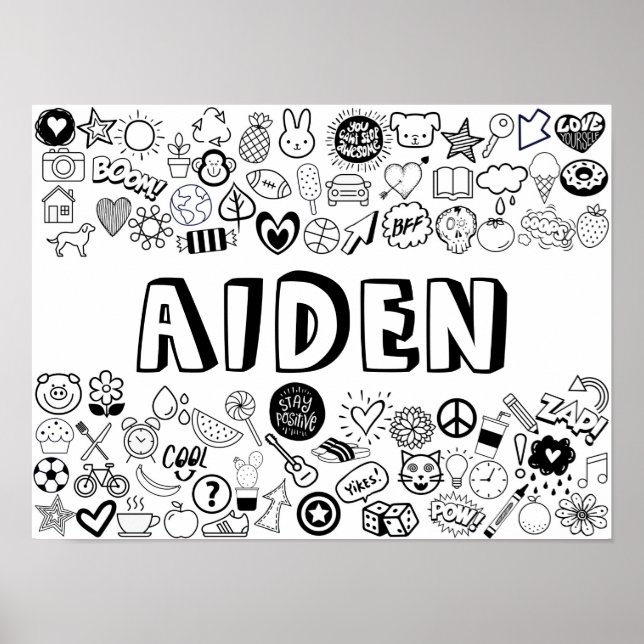 'AIDEN' Colour-it-Yourself Outline Design Poster (Front)