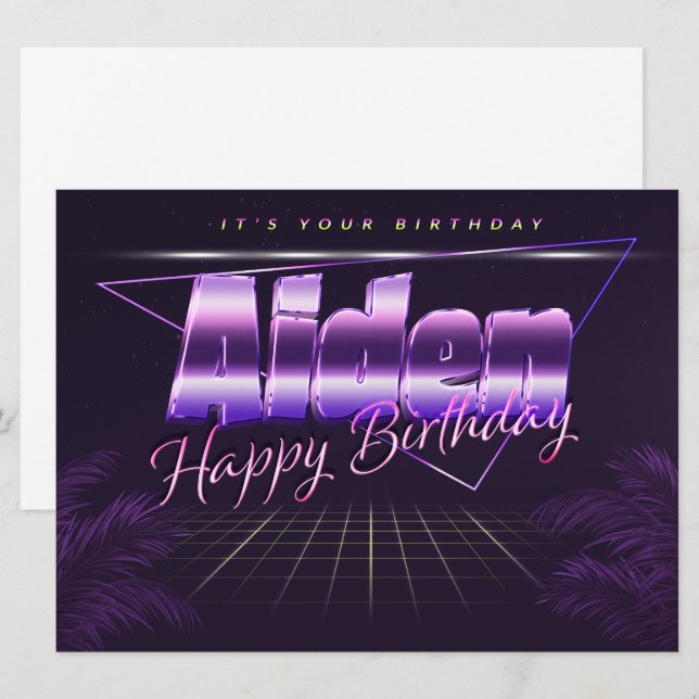 Aiden name First name lila retro card birthday (Front/Back)