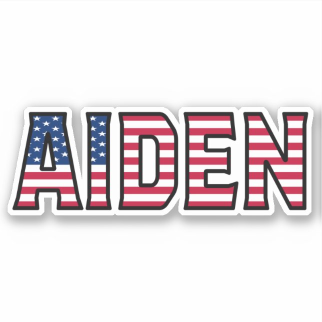 Aiden Name First Name USA Sticker Sticker Set (Front)