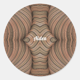 AIDEN ~ Pretty Shades of Brown Fractal ~  Classic Round Sticker