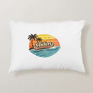 Aiden Retro Sunset Name Design Decorative Cushion
