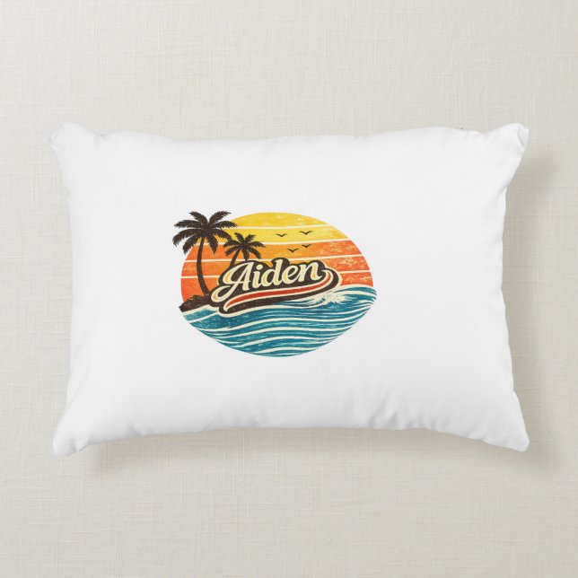 Aiden Retro Sunset Name Design Decorative Cushion (Front)