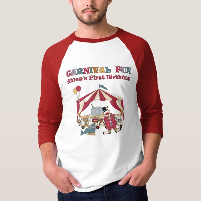 Aiden's First Birthday 3/4 Sleeve Raglan Tshirt (Front)