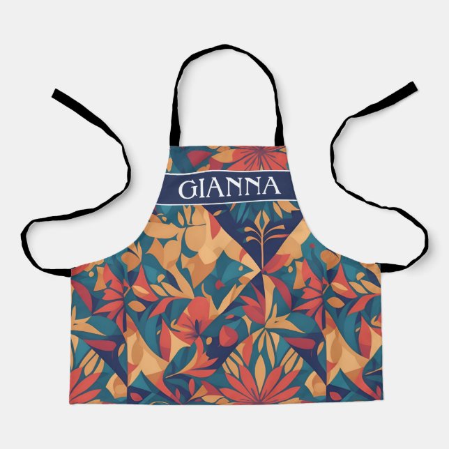 Aidi Mosaic Colourful Personalised Pattern Apron (Front)