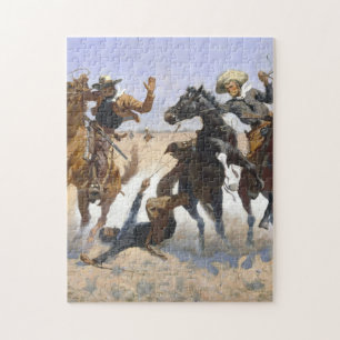 Aiding A Comrade 1890 Frederic Remington Jigsaw Puzzle