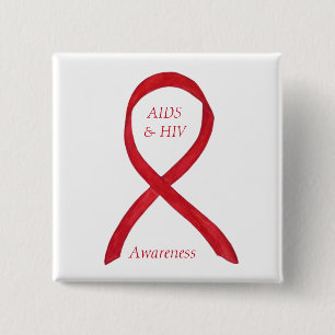 AIDS and HIV Awareness Ribbon Customised Pin