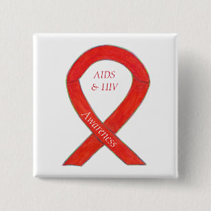 AIDS and HIV Awareness Ribbon Customised Pin