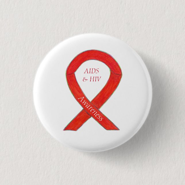 AIDS and HIV Awareness Ribbon Customised Pin (Front)