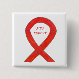 AIDS Awareness Ribbon Custom Art Pin