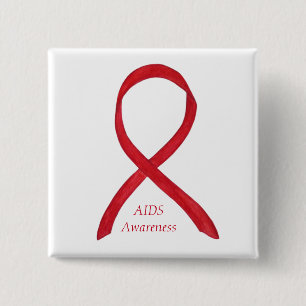 AIDS Awareness Ribbon Custom Art Pin