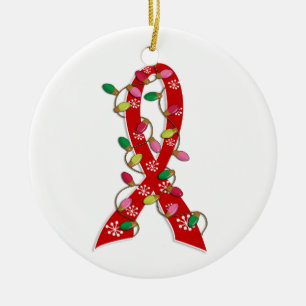 AIDS Christmas Lights Ribbon Ceramic Tree Decoration