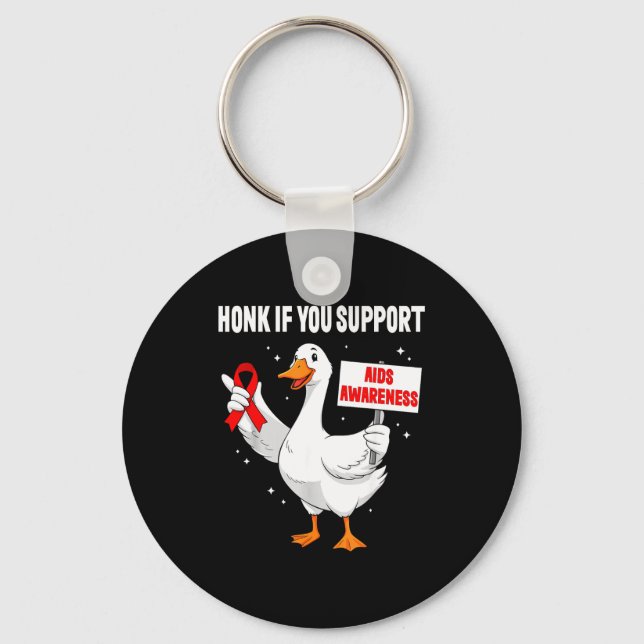 Aids_hiv Awareness Funny Goose World Aids Day Red  Key Ring (Front)