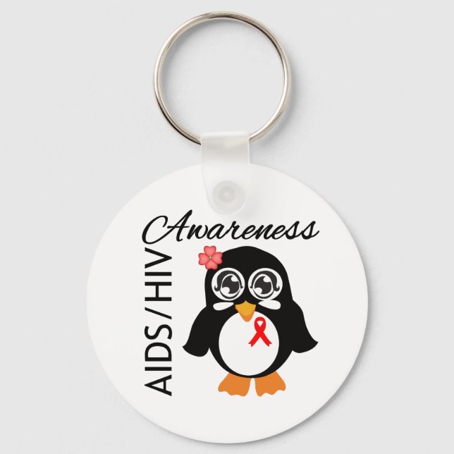 AIDS HIV Awareness Penguin Key Ring (Front)