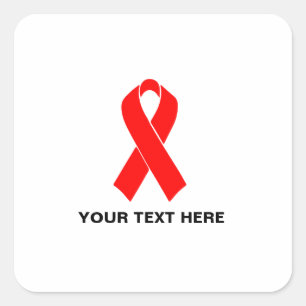 AIDS HIV Awareness Red Ribbon Square Sticker