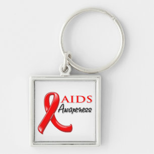 AIDS HIV Awareness Ribbon Key Ring