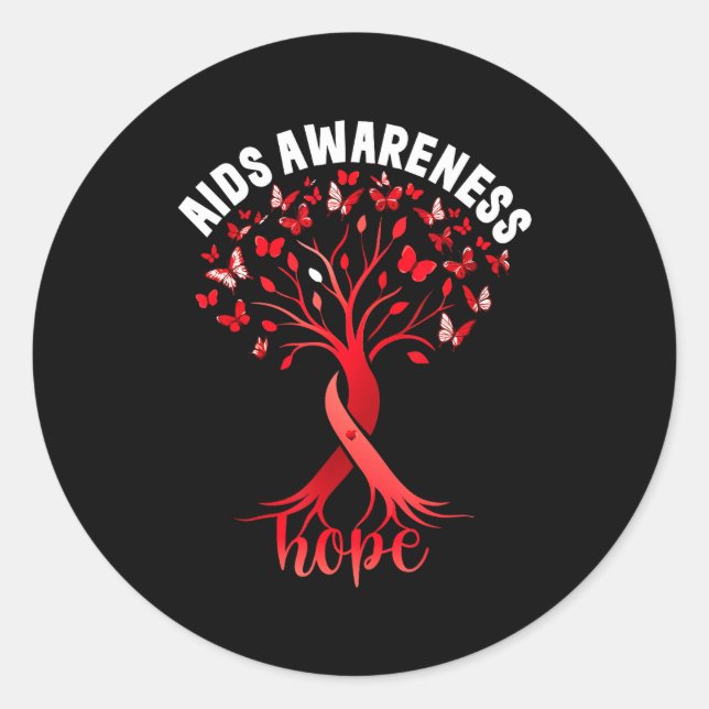 Aids_hiv Awareness World Aids Day Red Ribbon Hope  Classic Round Sticker (Front)