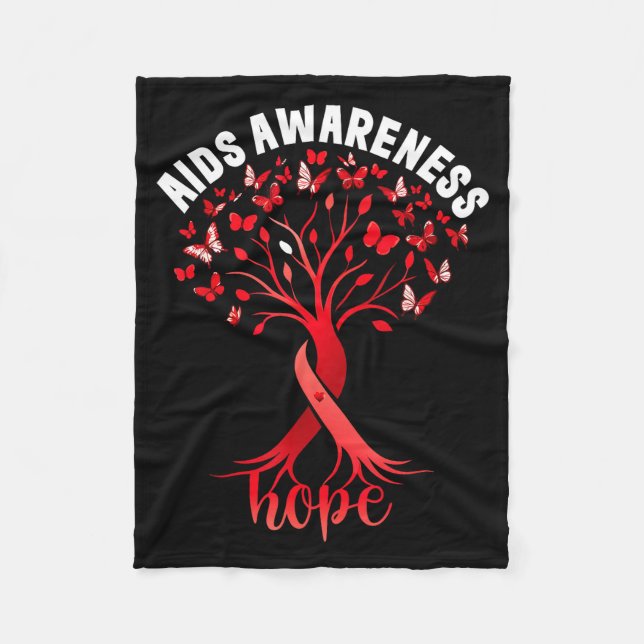Aids_hiv Awareness World Aids Day Red Ribbon Hope  Fleece Blanket (Front)