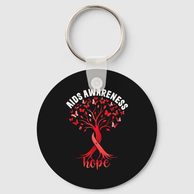 Aids_hiv Awareness World Aids Day Red Ribbon Hope  Key Ring (Front)