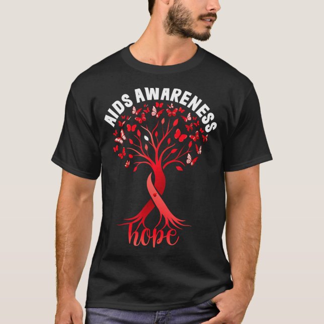 Aids_hiv Awareness World Aids Day Red Ribbon Hope  T-Shirt (Front)