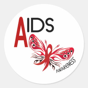 AIDS / HIV Butterfly 3 Awareness Classic Round Sticker