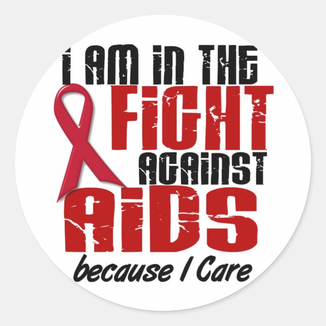 AIDS HIV In The Fight 1 I Care Classic Round Sticker (Front)
