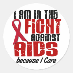 AIDS HIV In The Fight 1 I Care Classic Round Sticker