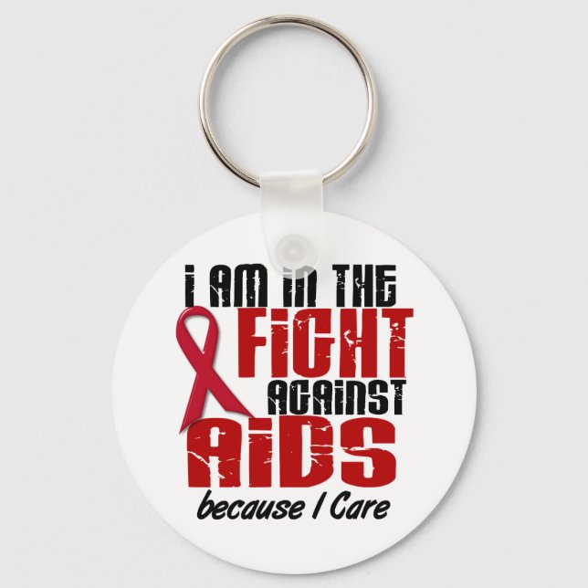 AIDS HIV In The Fight 1 I Care Key Ring (Front)